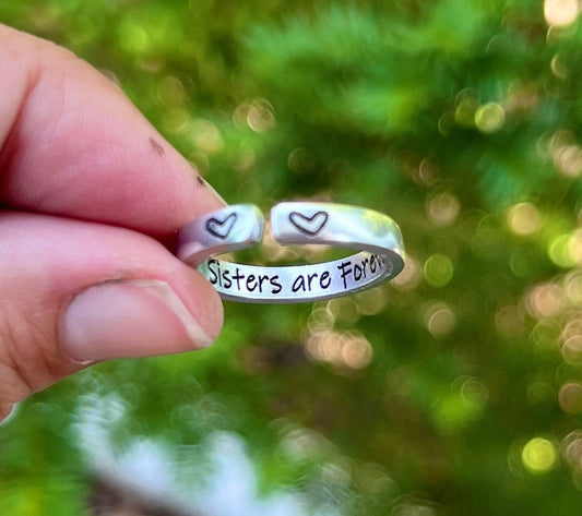 Sisters are Forever Ring, Adjustable and Aluminum