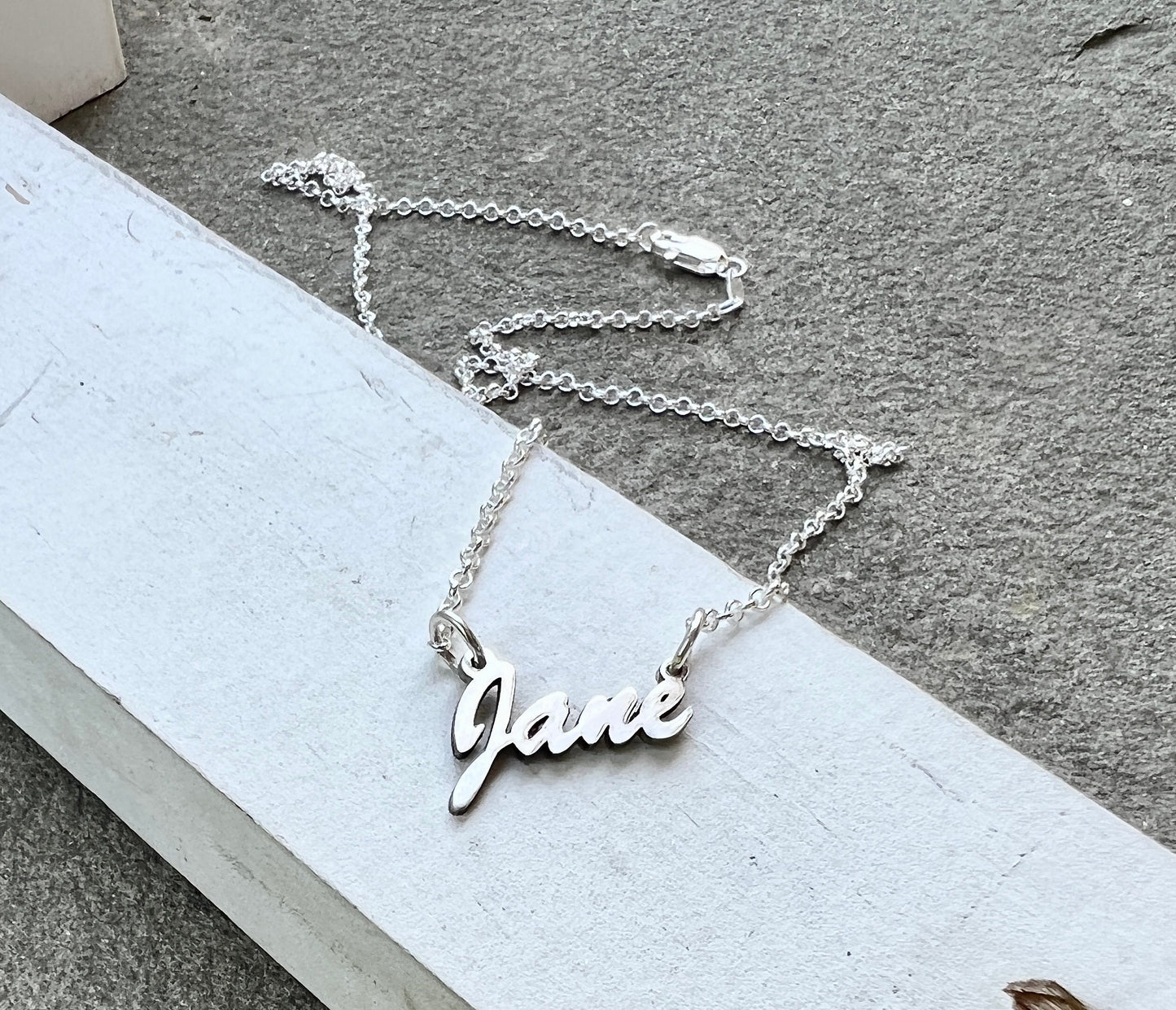 Name Plate Necklace in Solid Sterling Silver