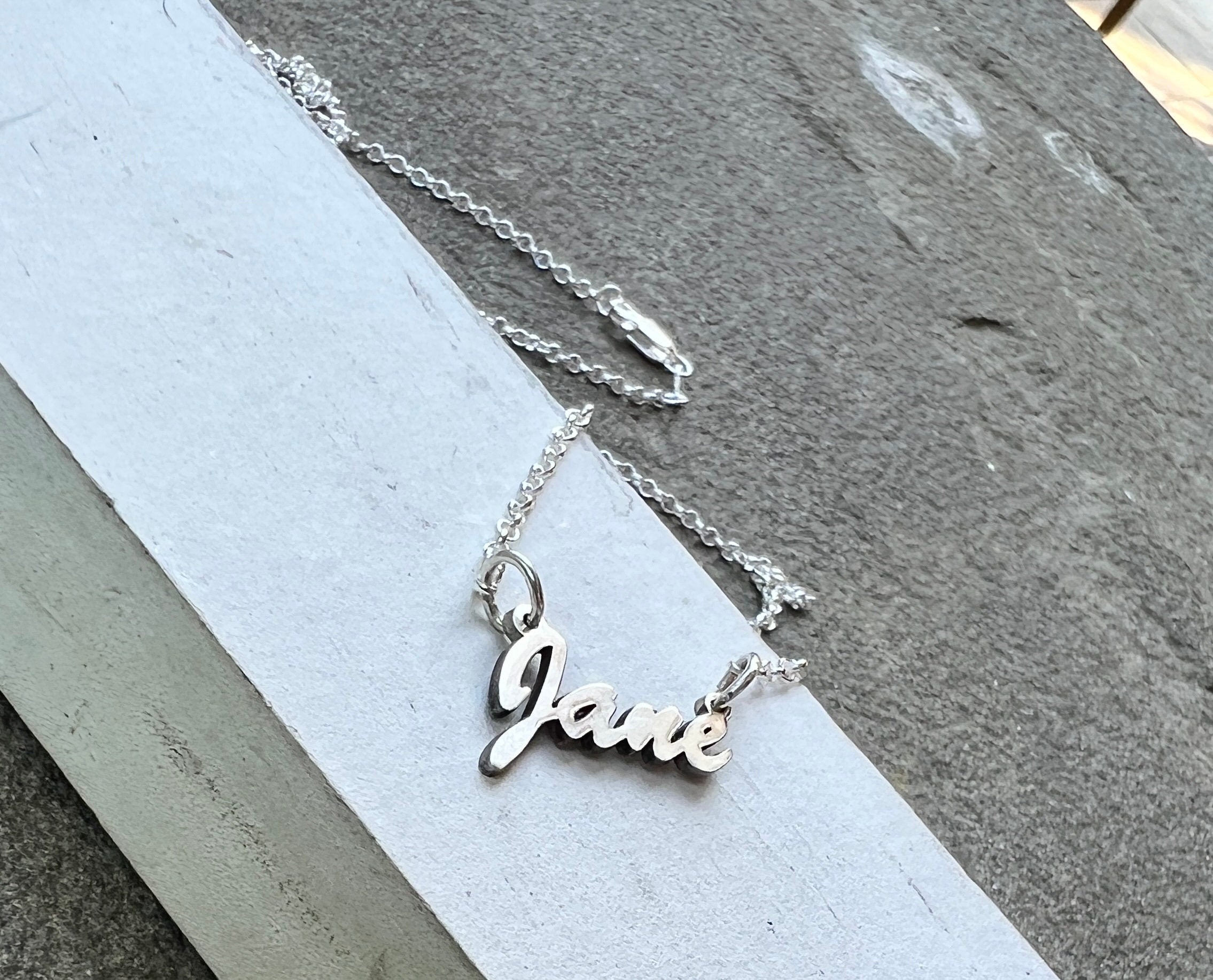 Name Plate Necklace in Solid Sterling Silver