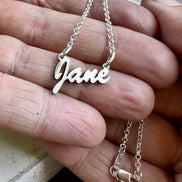 Name Plate Necklace in Solid Sterling Silver