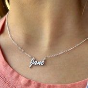 Name Plate Necklace in Solid Sterling Silver