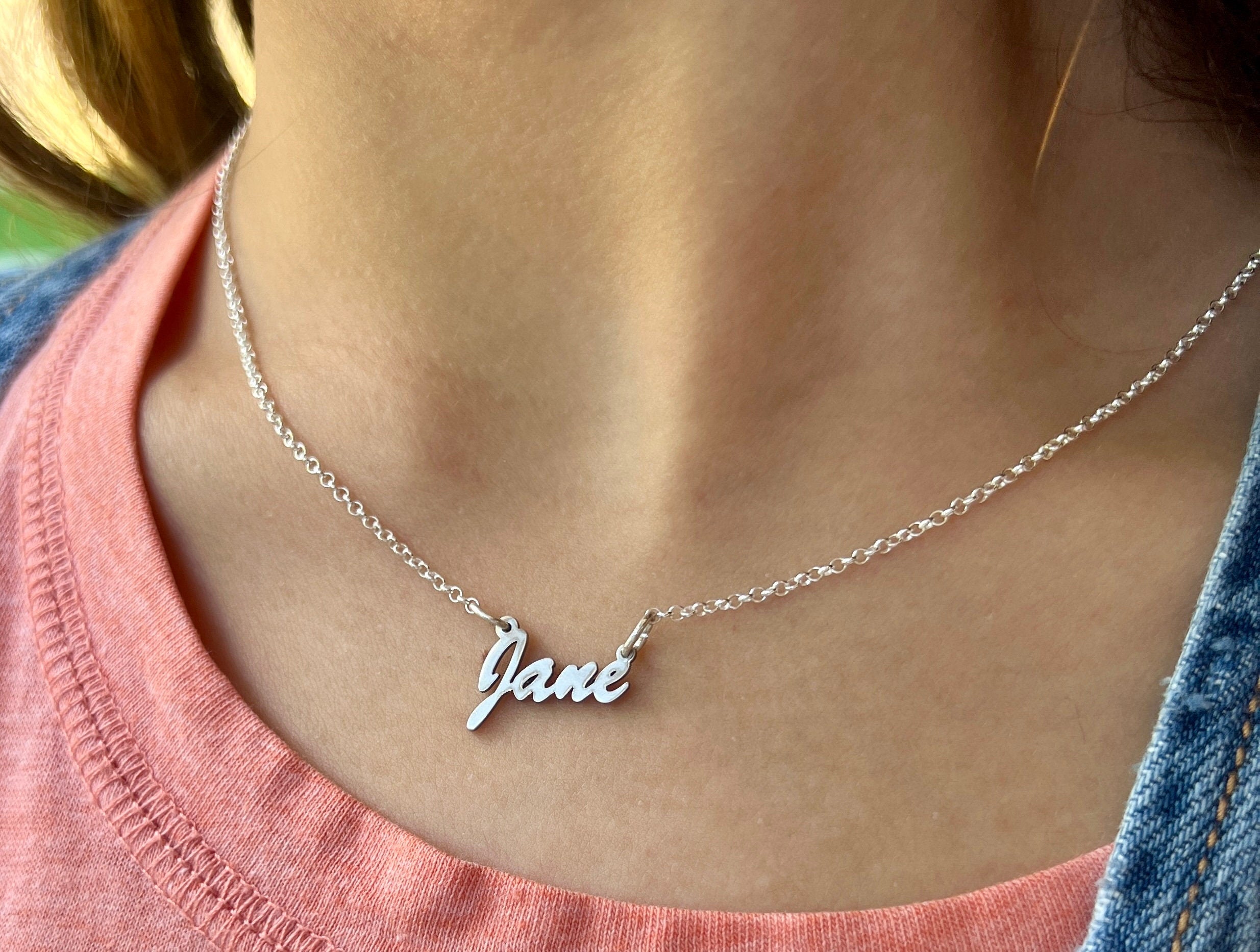 Name Plate Necklace in Solid Sterling Silver
