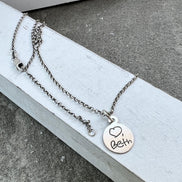 Circle Handwriting Charm in Sterling Silver