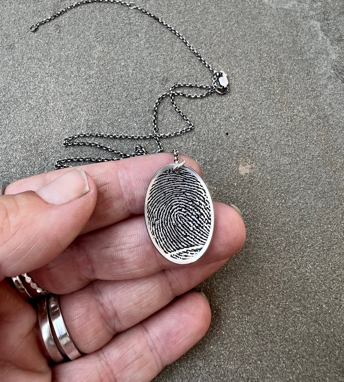 Thumbprint Fingerprint Charm, Oval Shape