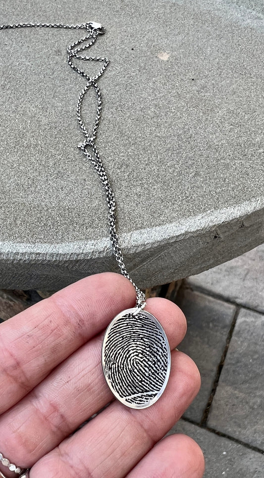 Fingerprint Charm with Handwriting on the Back