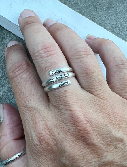 Name Wrap Ring Children's Names in Sterling Silver