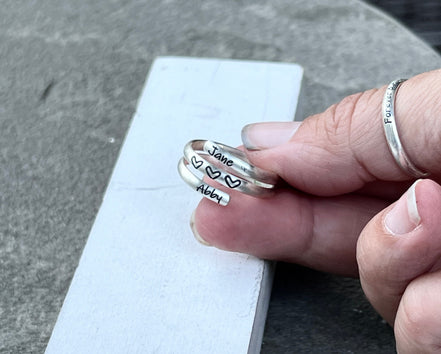 Name Wrap Ring Children's Names in Sterling Silver