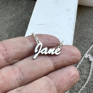 Name Plate Necklace in Solid Sterling Silver
