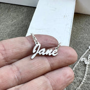 Name Plate Necklace in Solid Sterling Silver