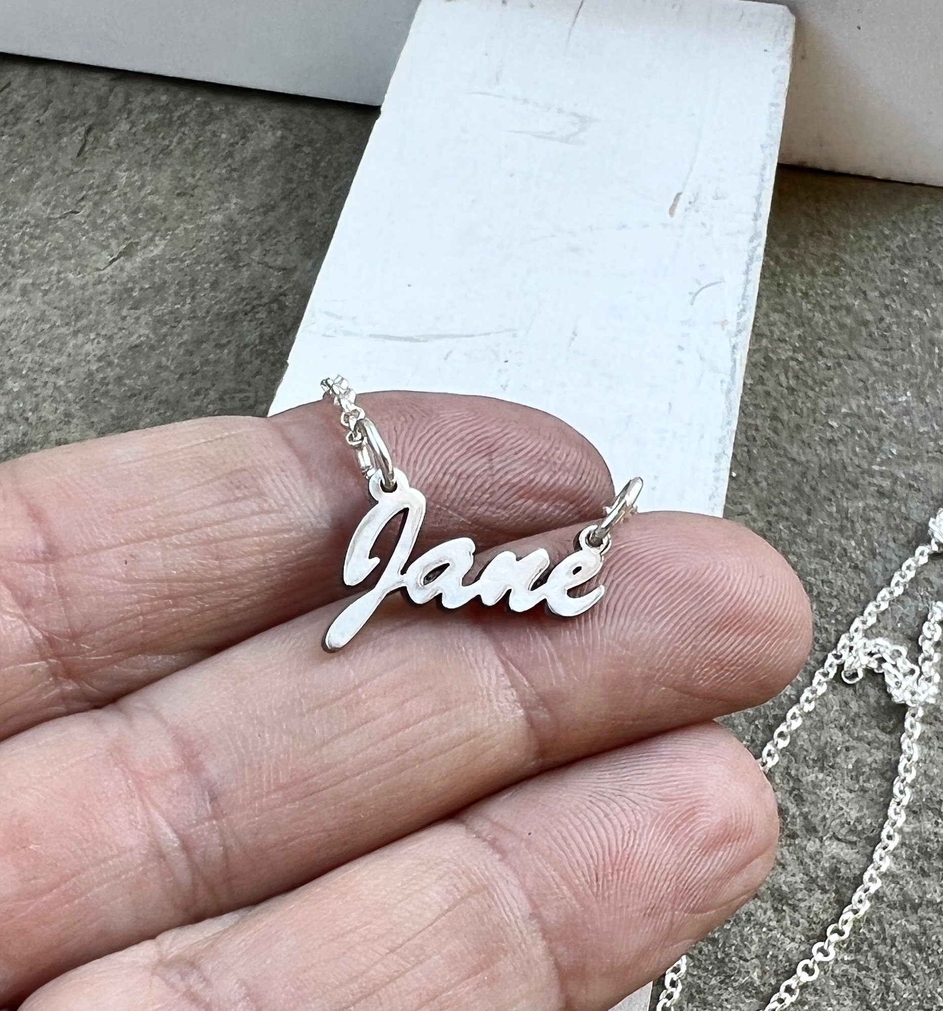 Name Plate Necklace in Solid Sterling Silver