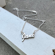 Name Plate Necklace in Solid Sterling Silver