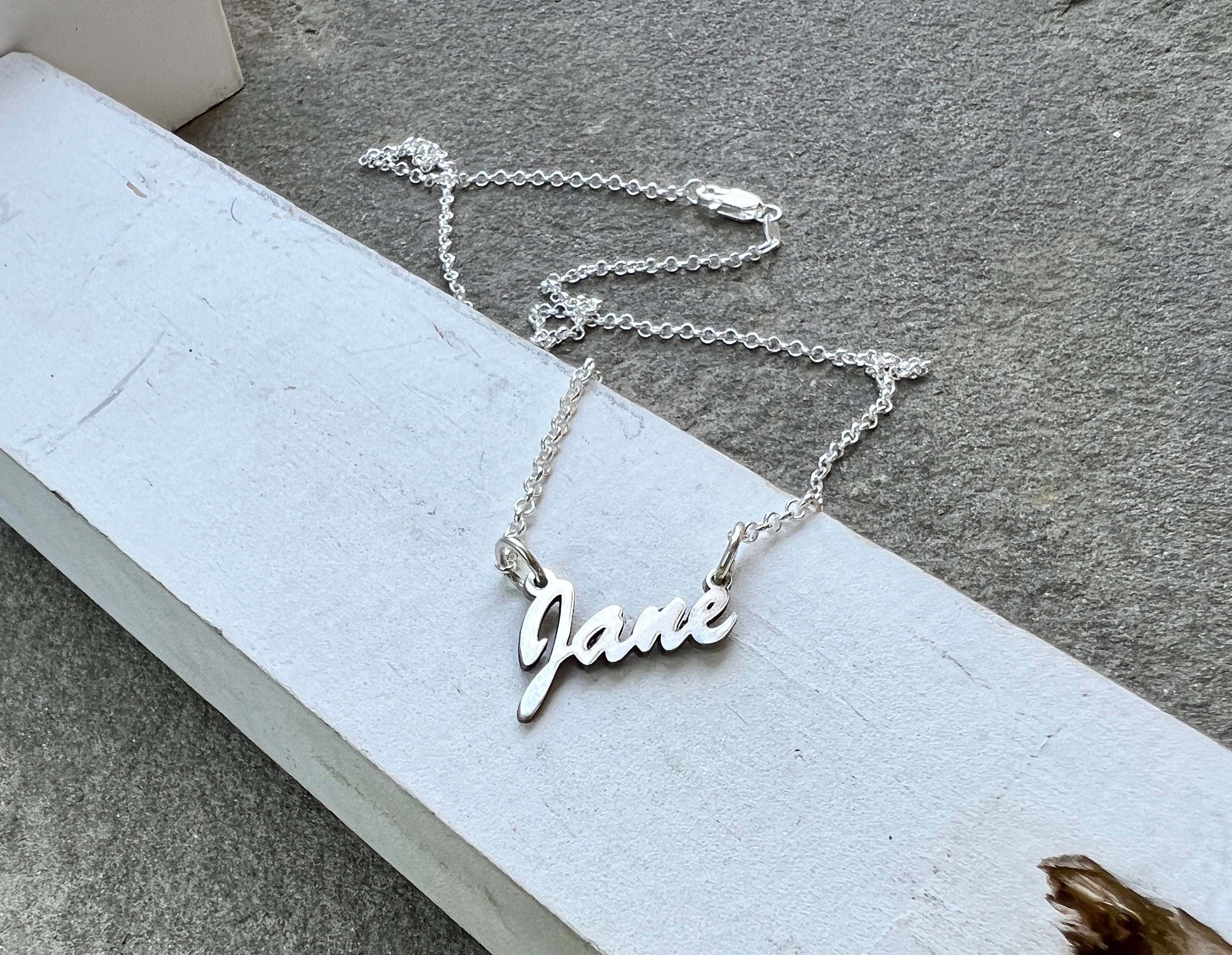 Name Plate Necklace in Solid Sterling Silver