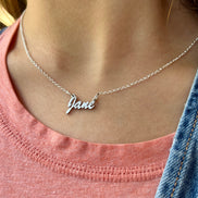 Name Plate Necklace in Solid Sterling Silver