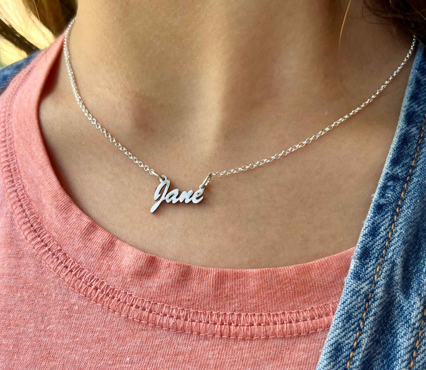 Name Plate Necklace in Solid Sterling Silver
