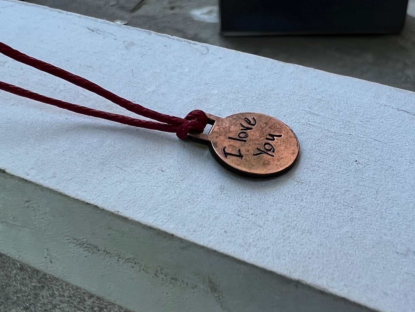 Copper Adjustable Rustic Handwriting Necklace