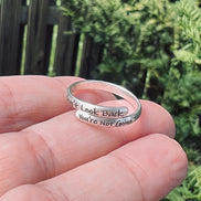 Don't Look Back Ring, Inspirational Wrap Ring in Sterling Silver