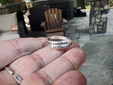Don't Look Back Ring, Inspirational Wrap Ring in Sterling Silver
