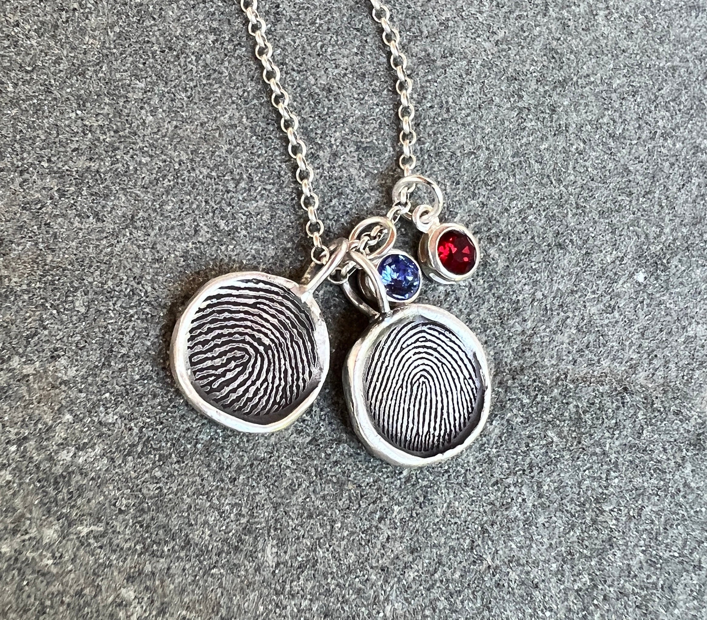 Fingerprint Charm, Engraved in Solid Silver