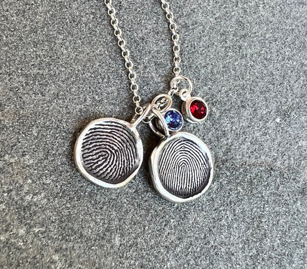 Fingerprint Charm, Engraved in Solid Silver