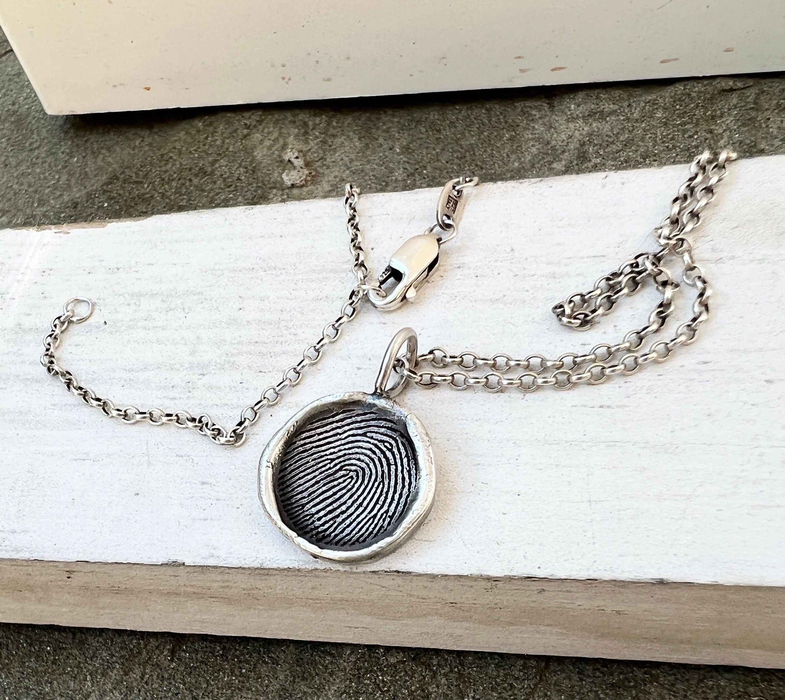 Fingerprint Charm, Engraved in Solid Silver