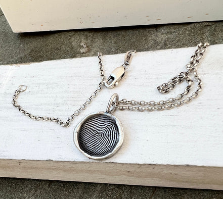 Fingerprint Charm, Engraved in Solid Silver