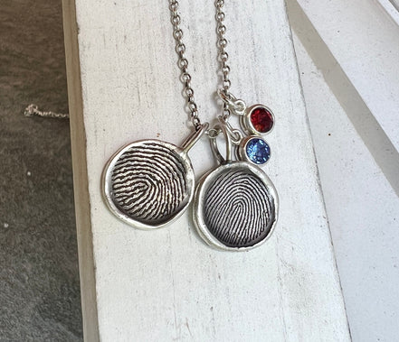 Fingerprint Charm, Engraved in Solid Silver