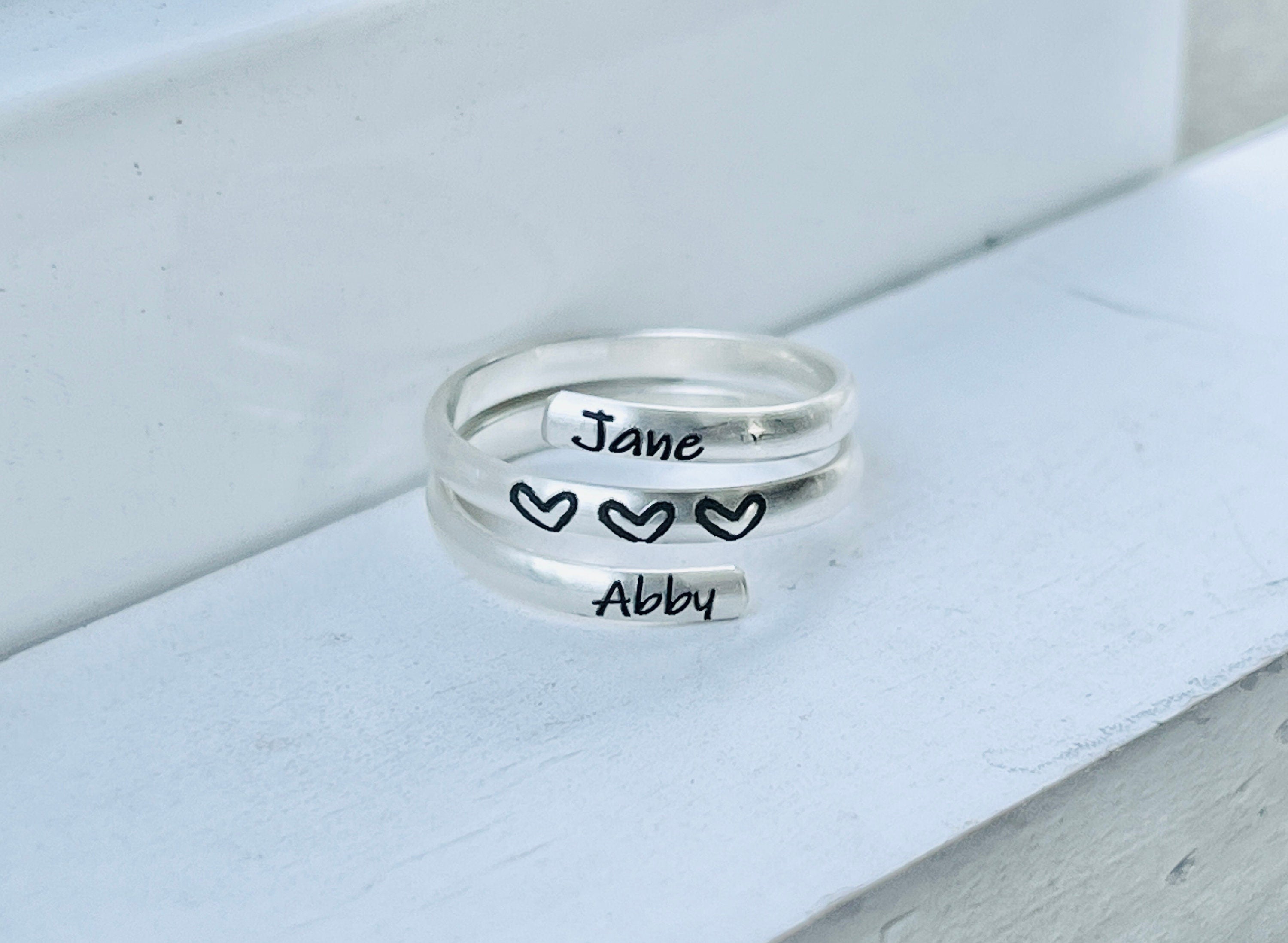 Name Wrap Ring Children's Names in Sterling Silver