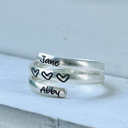Name Wrap Ring Children's Names in Sterling Silver