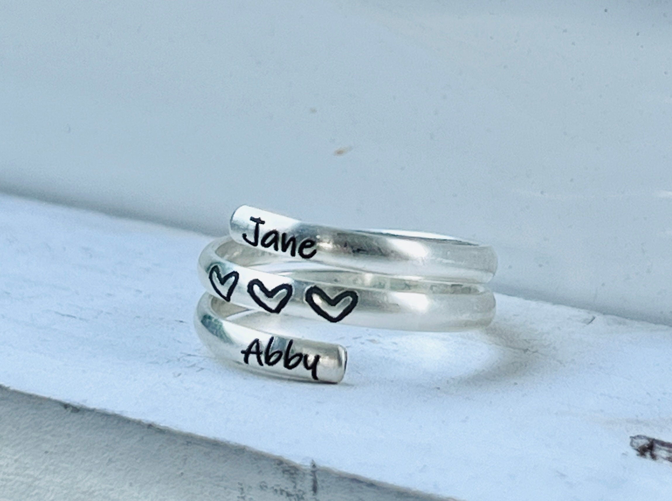 Name Wrap Ring Children's Names in Sterling Silver