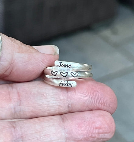 Name Wrap Ring Children's Names in Sterling Silver