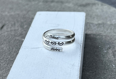 Name Wrap Ring Children's Names in Sterling Silver