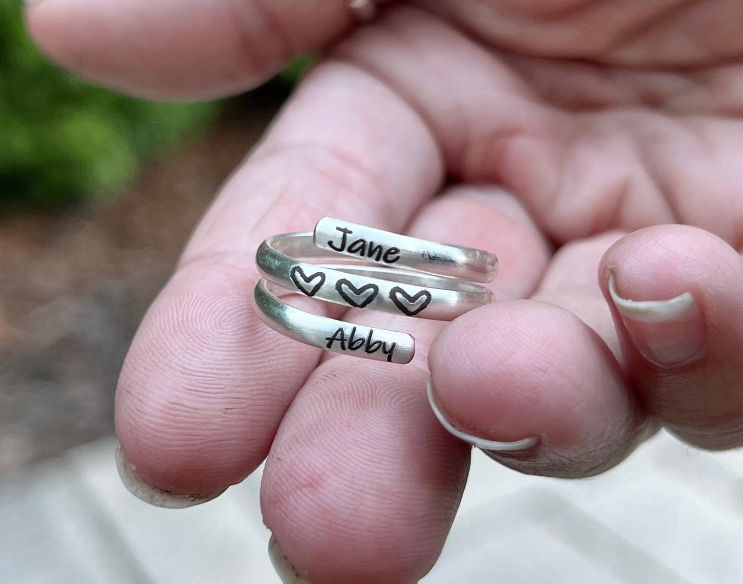 Name Wrap Ring Children's Names in Sterling Silver