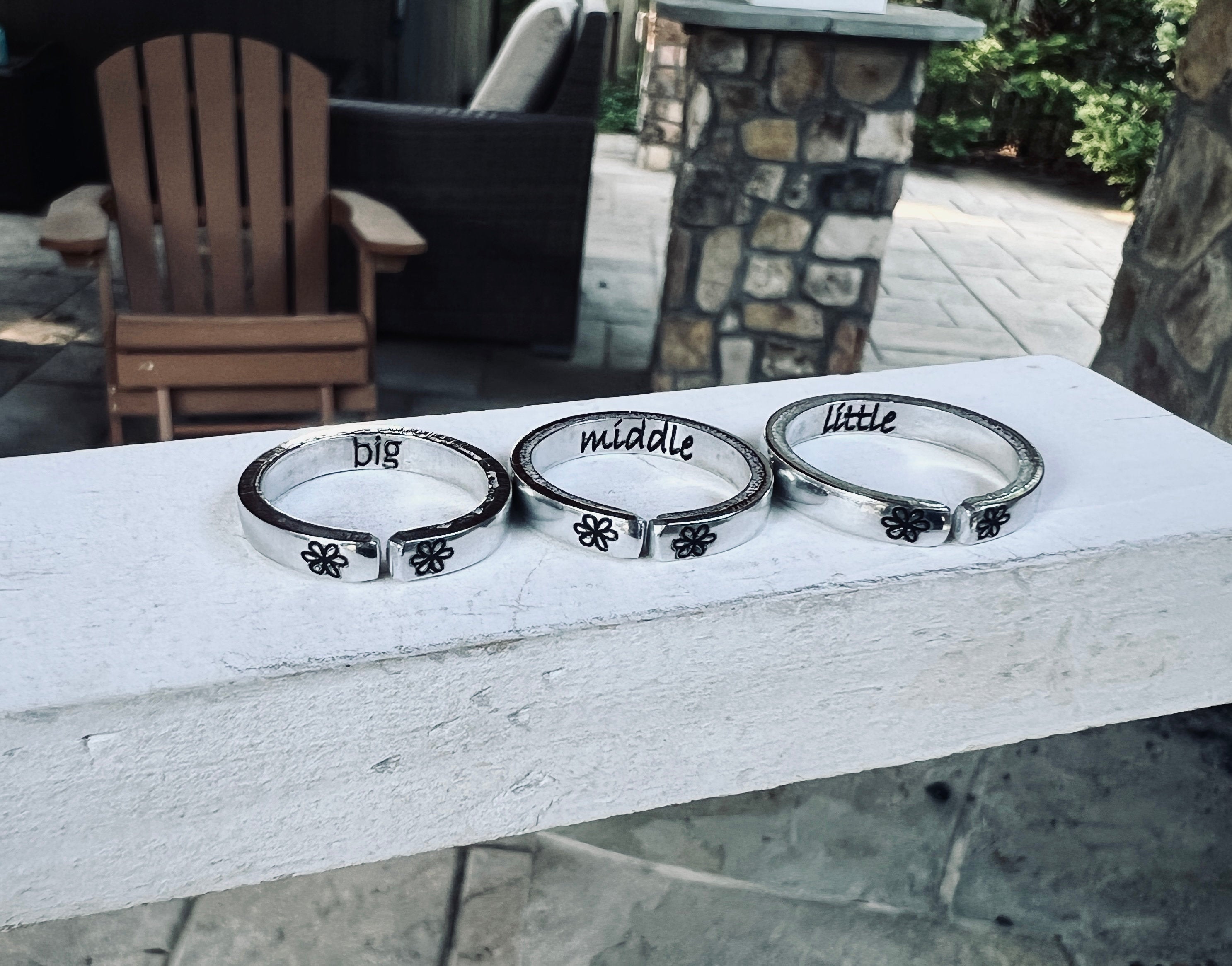 Big Middle Little Sister Rings, Set of Three