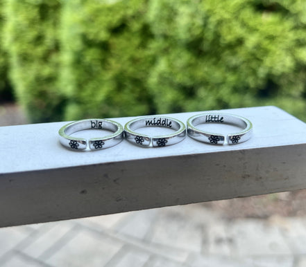 Big Middle Little Sister Rings, Set of Three