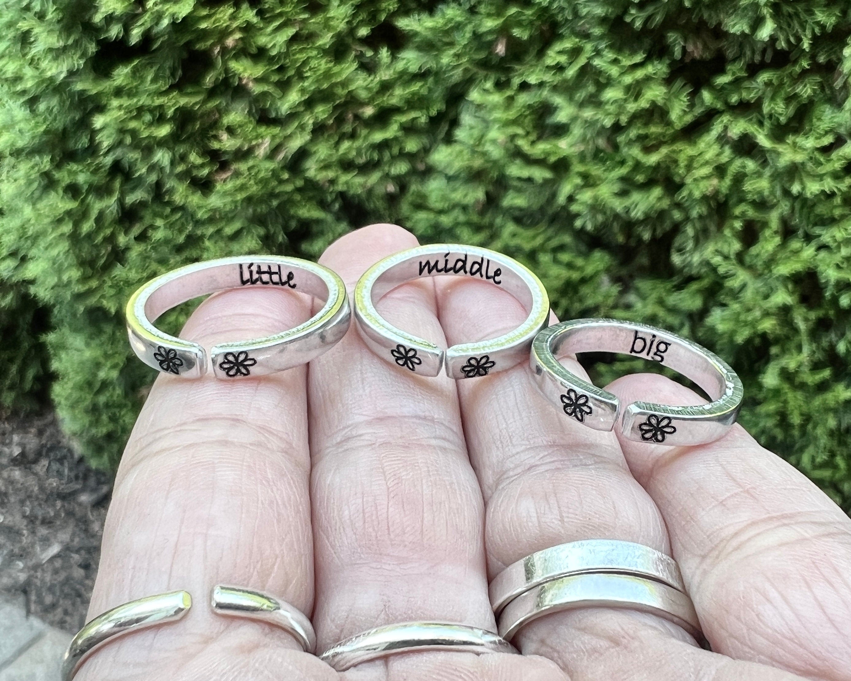 Big Middle Little Sister Rings, Set of Three