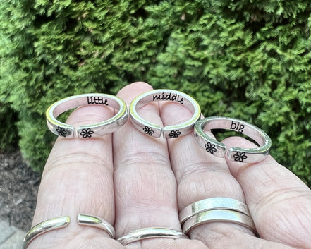 Big Middle Little Sister Rings, Set of Three