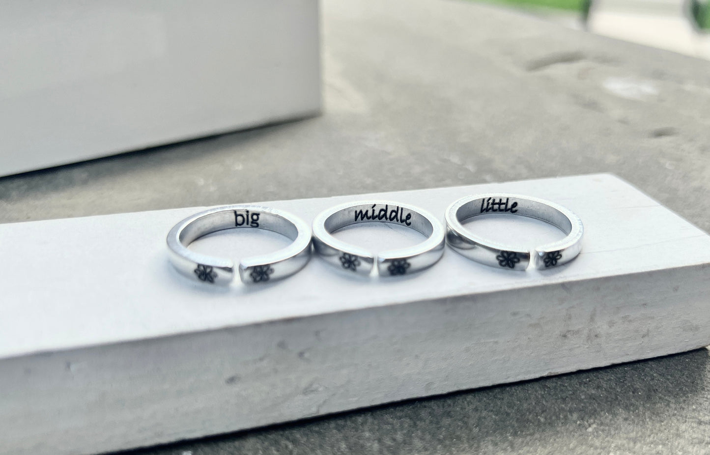 Big Middle Little Sister Rings, Set of Three