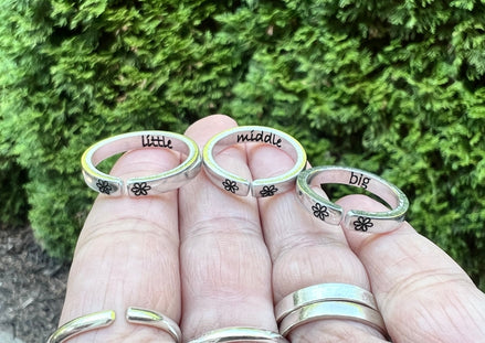 Big Middle Little Sister Rings, Set of Three