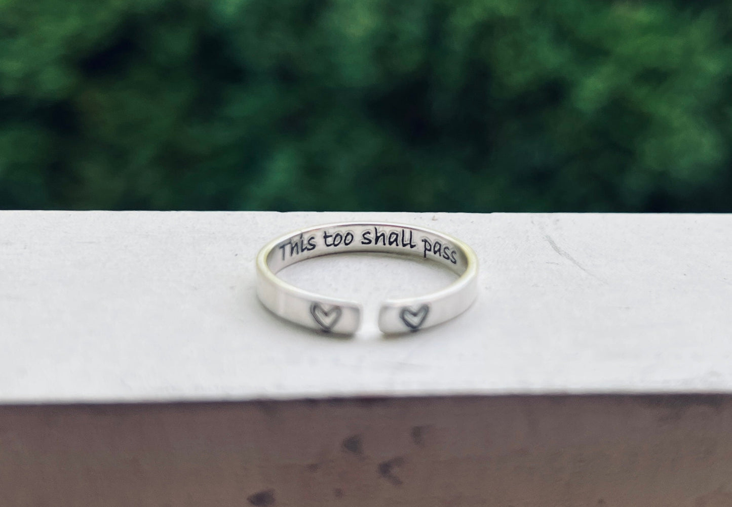 This Too Shall Pass Ring, Solid Sterling Silver Adjustable Ring