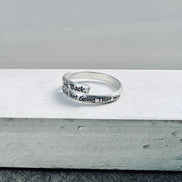 Don't Look Back Ring, Inspirational Wrap Ring in Sterling Silver
