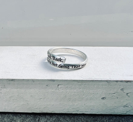 Don't Look Back Ring, Inspirational Wrap Ring in Sterling Silver