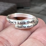 Don't Look Back Ring, Inspirational Wrap Ring in Sterling Silver
