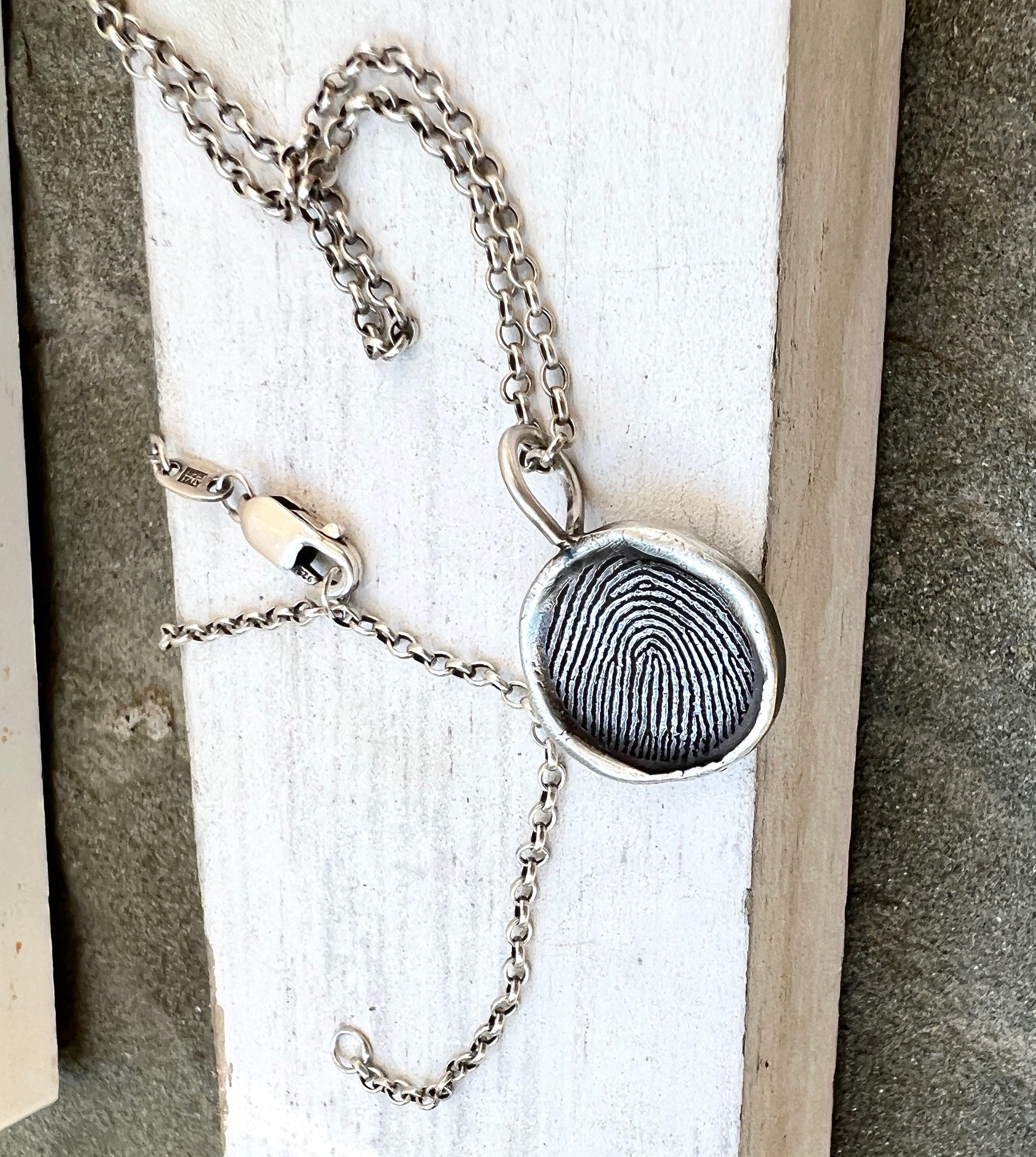 Fingerprint Charm, Engraved in Solid Silver
