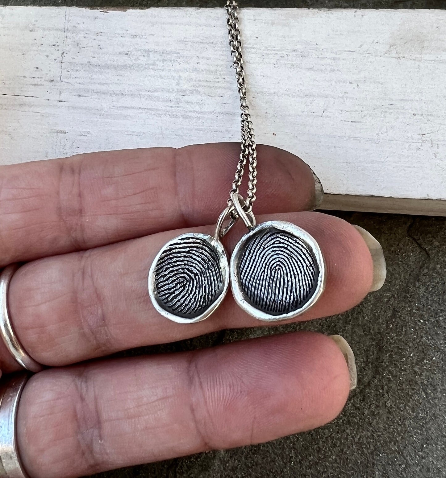 Fingerprint Charm, Engraved in Solid Silver