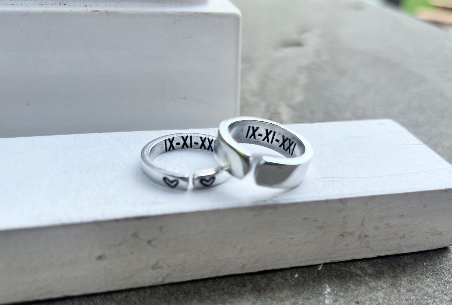 Anniversary Date Matching Ring Set for Couples