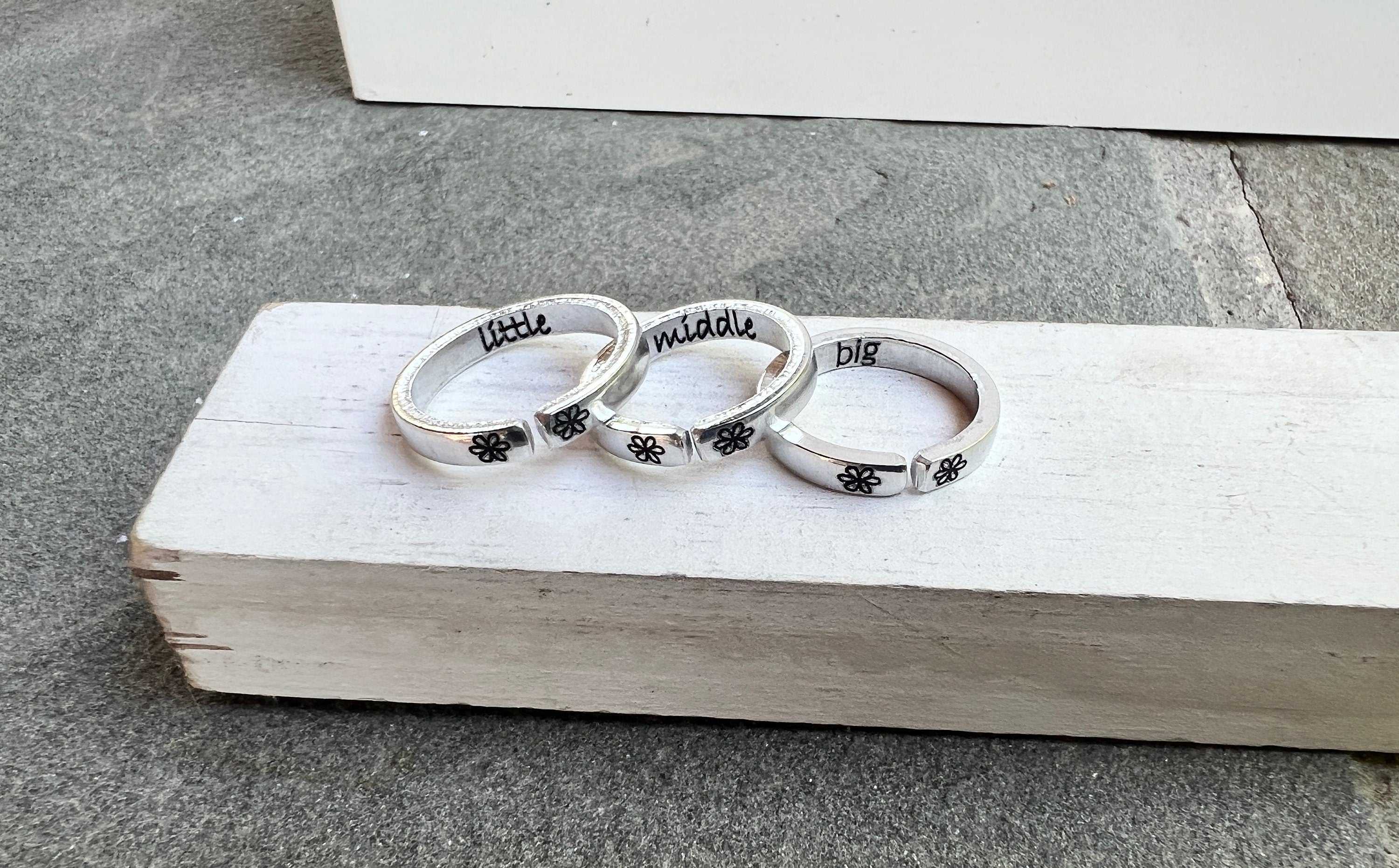 Big Middle Little Sister Rings, Set of Three