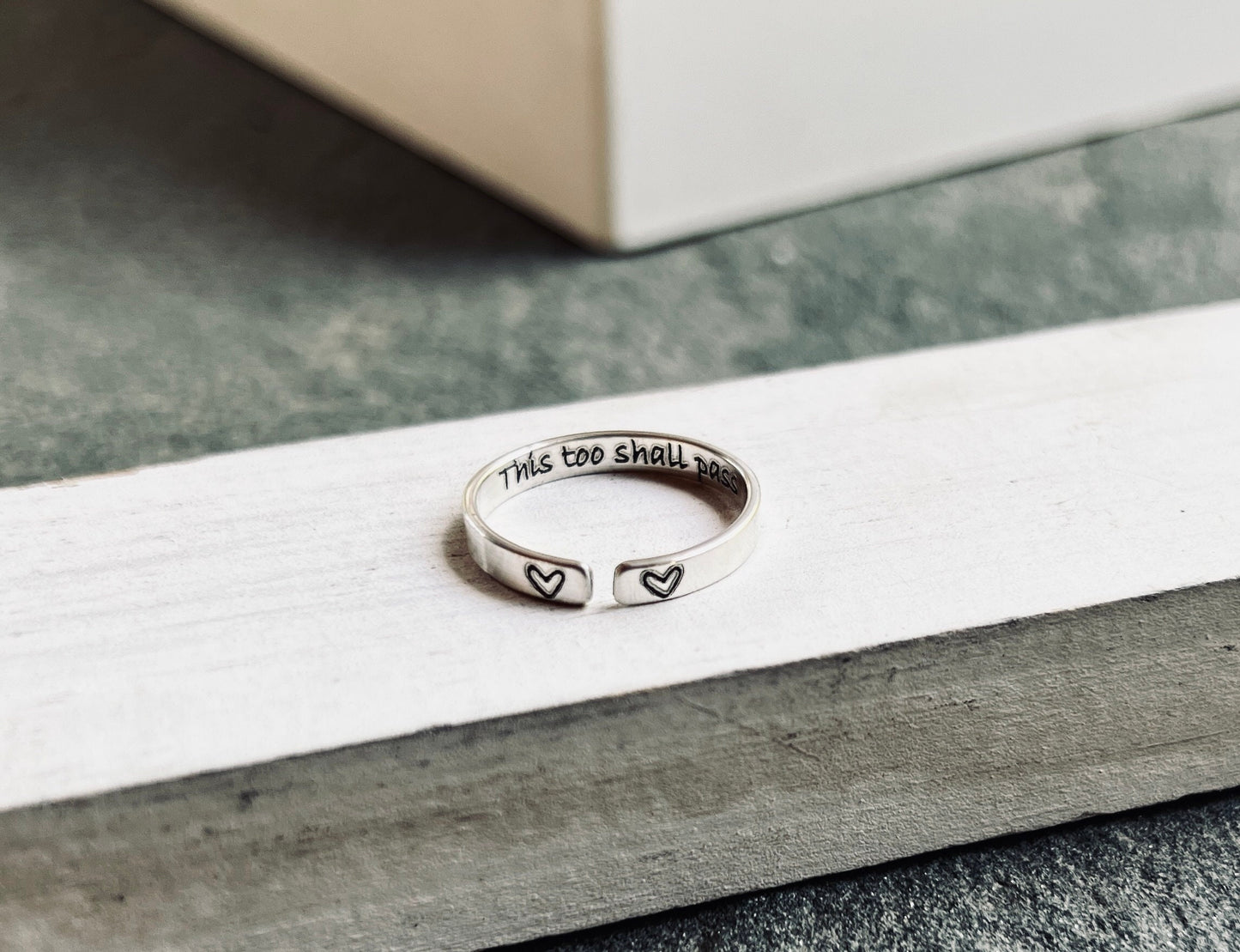 This Too Shall Pass Ring, Solid Sterling Silver Adjustable Ring