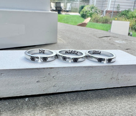Big Middle Little Sister Rings, Set of Three