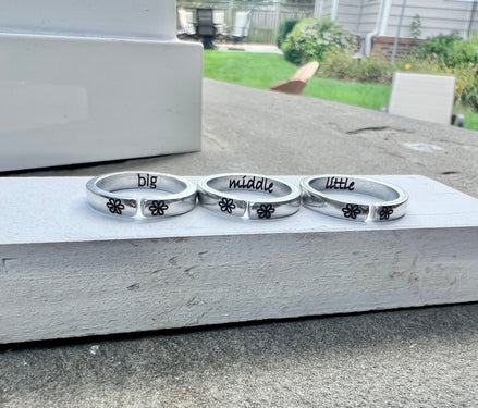 Big Middle Little Sister Rings, Set of Three