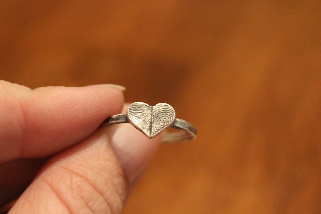 Two Fingerprint Heart Ring
